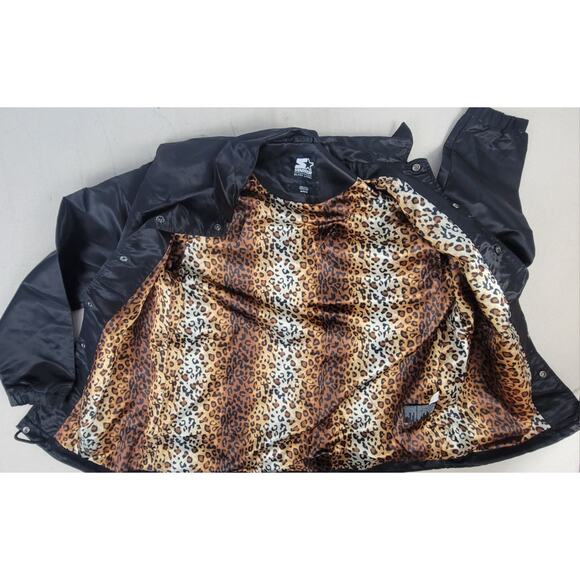 Starter Black Label NY Yankees Jacket Women's M Animal Print Logo Black Satin - Picture 6 of 12